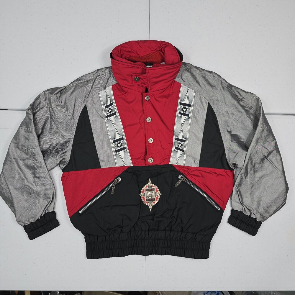 Vintage 90s HEAD Sportswear Red Silver Women S Retro Ski Bomber Anorak Jacket